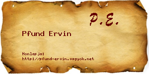 Pfund Ervin névjegykártya